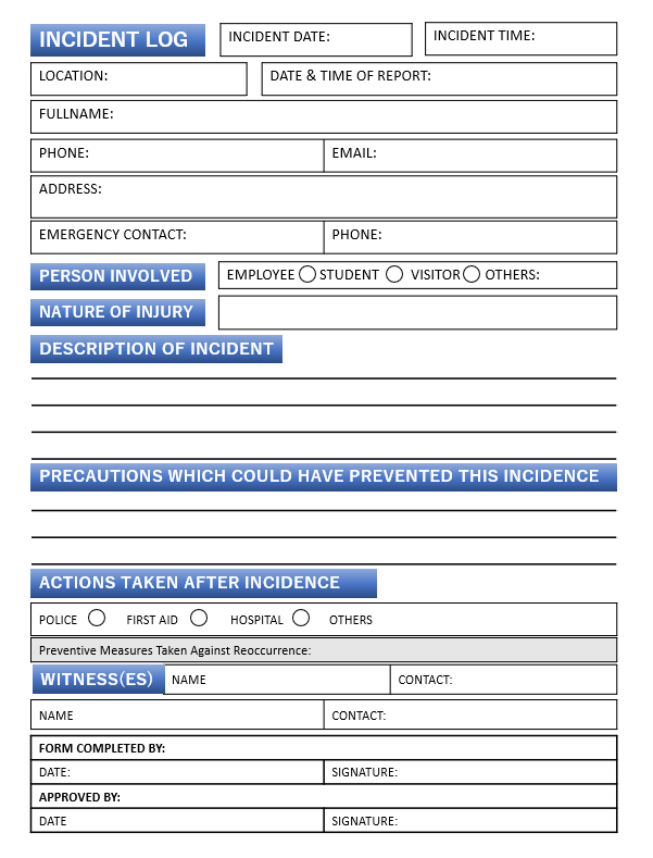 School Incident Report Template